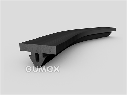 "T" Gummiprofil mit Loch, 18x30,5/14mm, 70°ShA, EPDM, ISO 3302-1 E2, -40°C/+100°C, schwarz, 